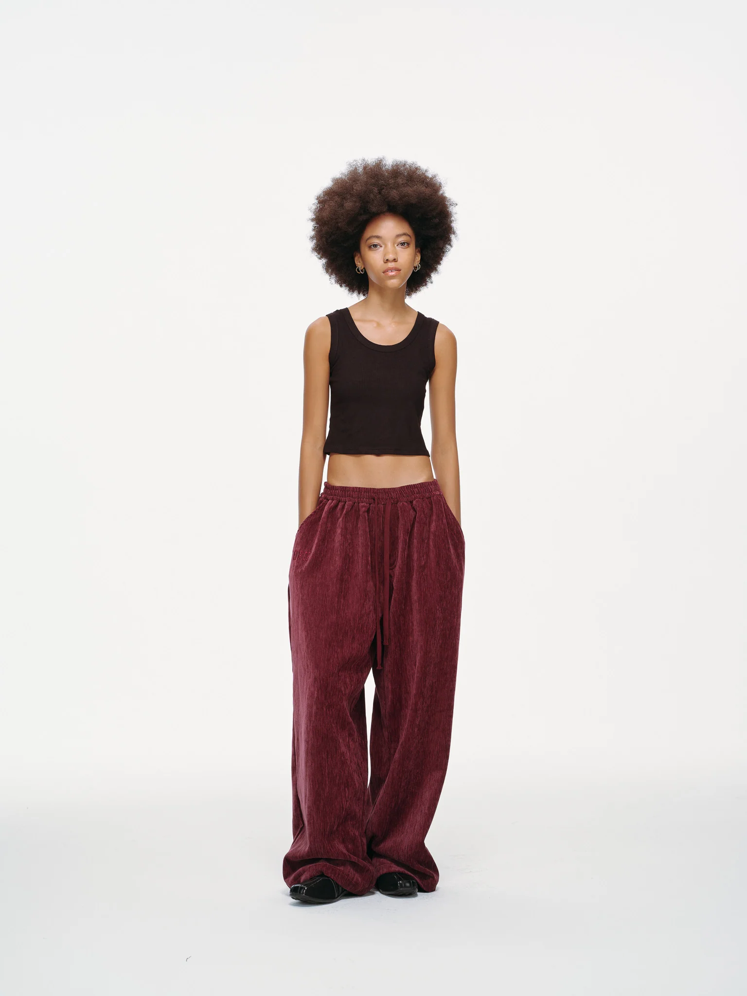 Velour Tracksuit Pants – Deep Rouge - Image 3