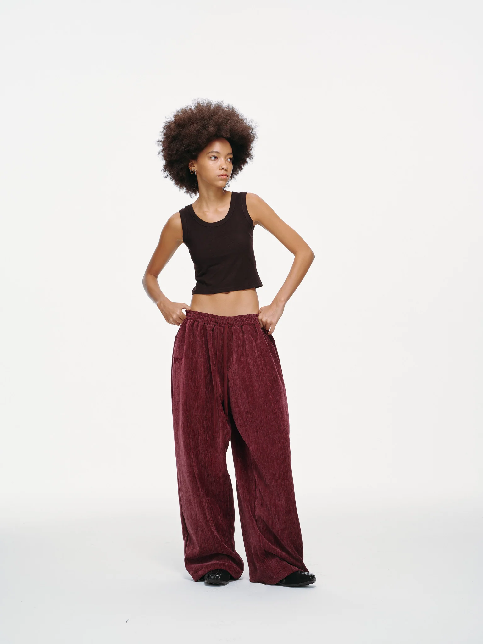 Velour Tracksuit Pants – Deep Rouge - Image 5