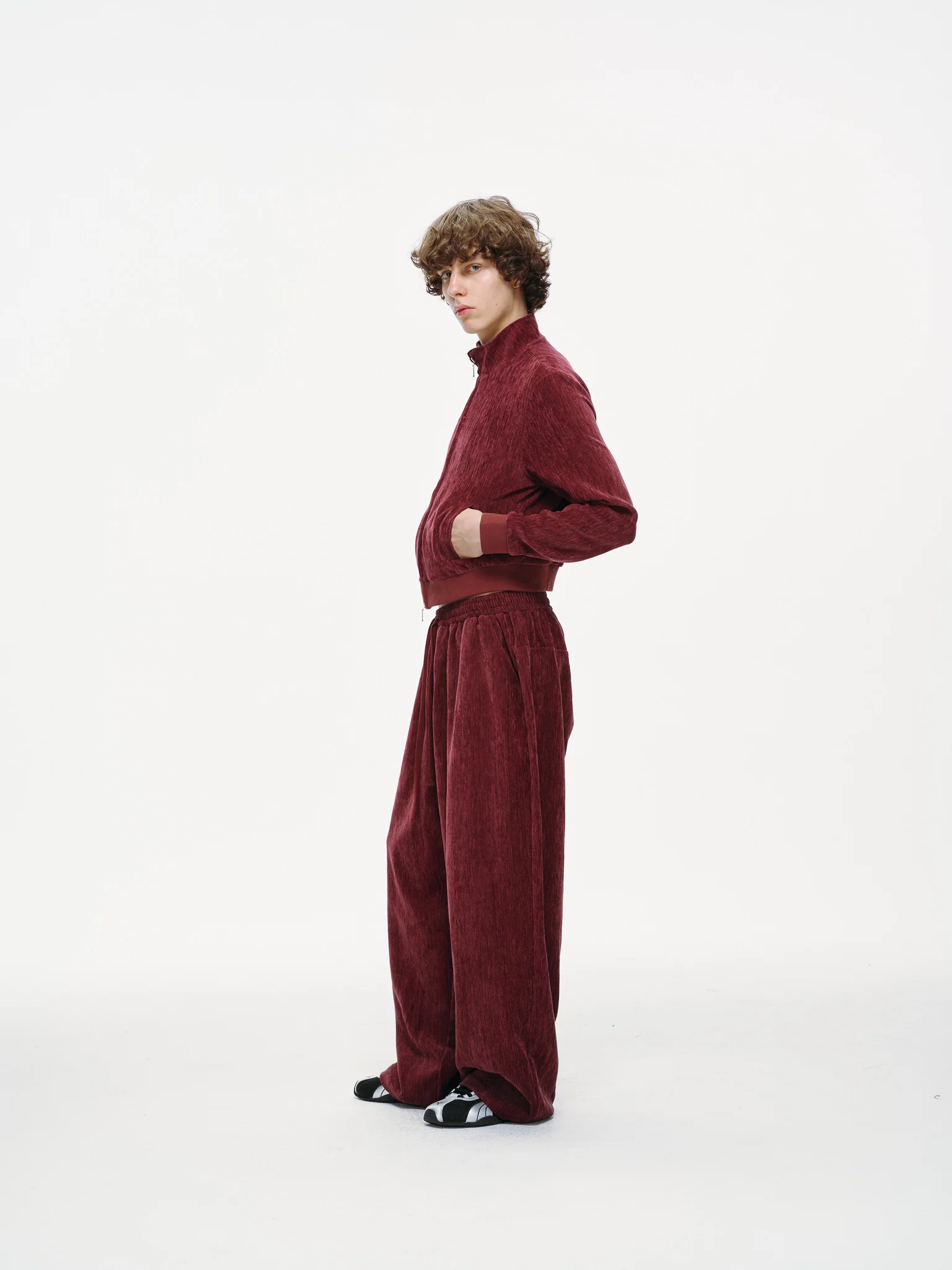 Velour Tracksuit Pants – Deep Rouge - Image 7