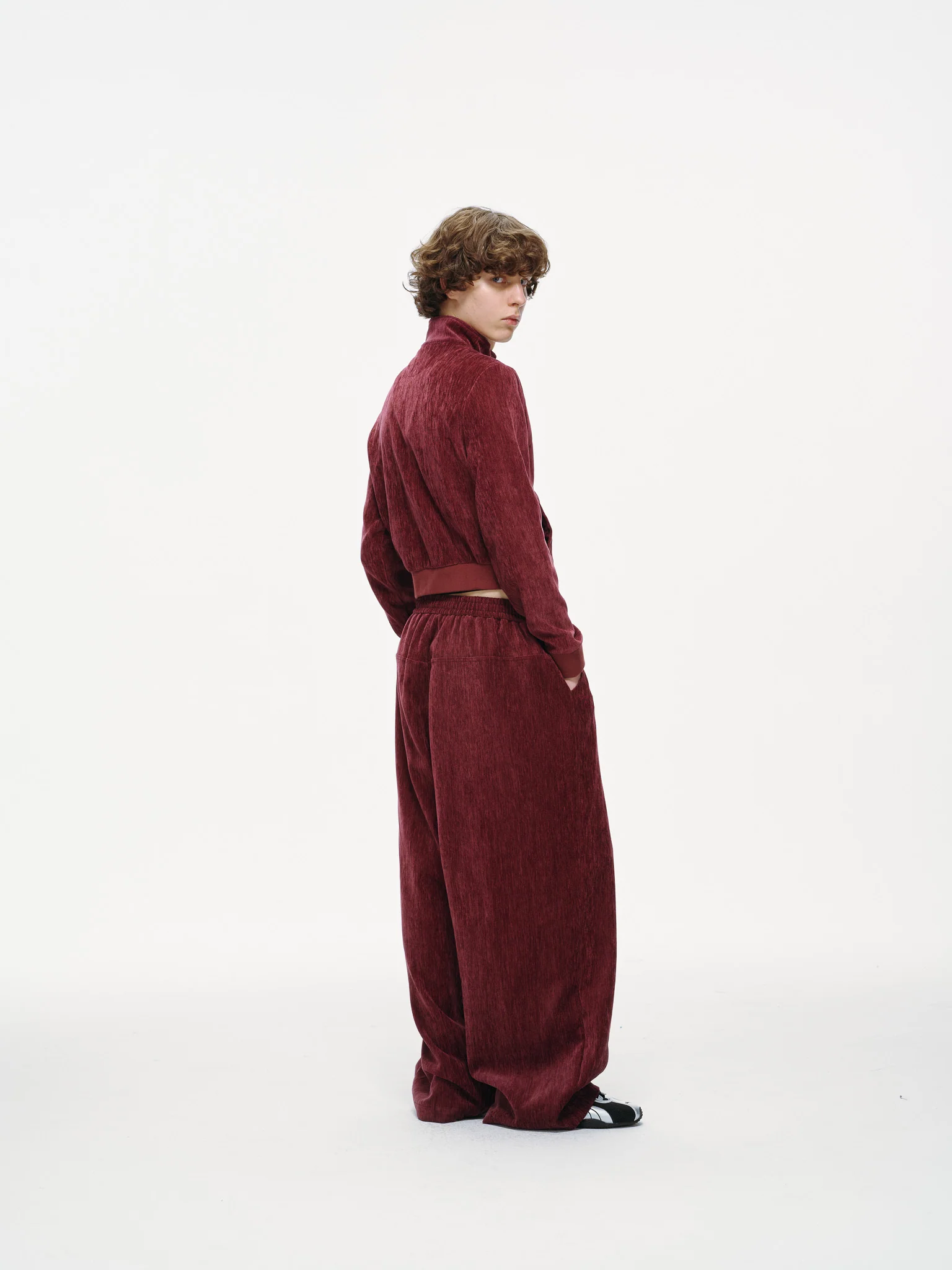 Velour Tracksuit Pants – Deep Rouge - Image 9