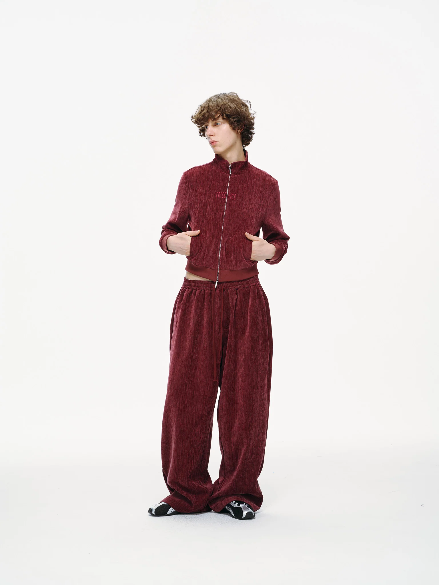 Velour Tracksuit Top – Deep Rouge - Image 10