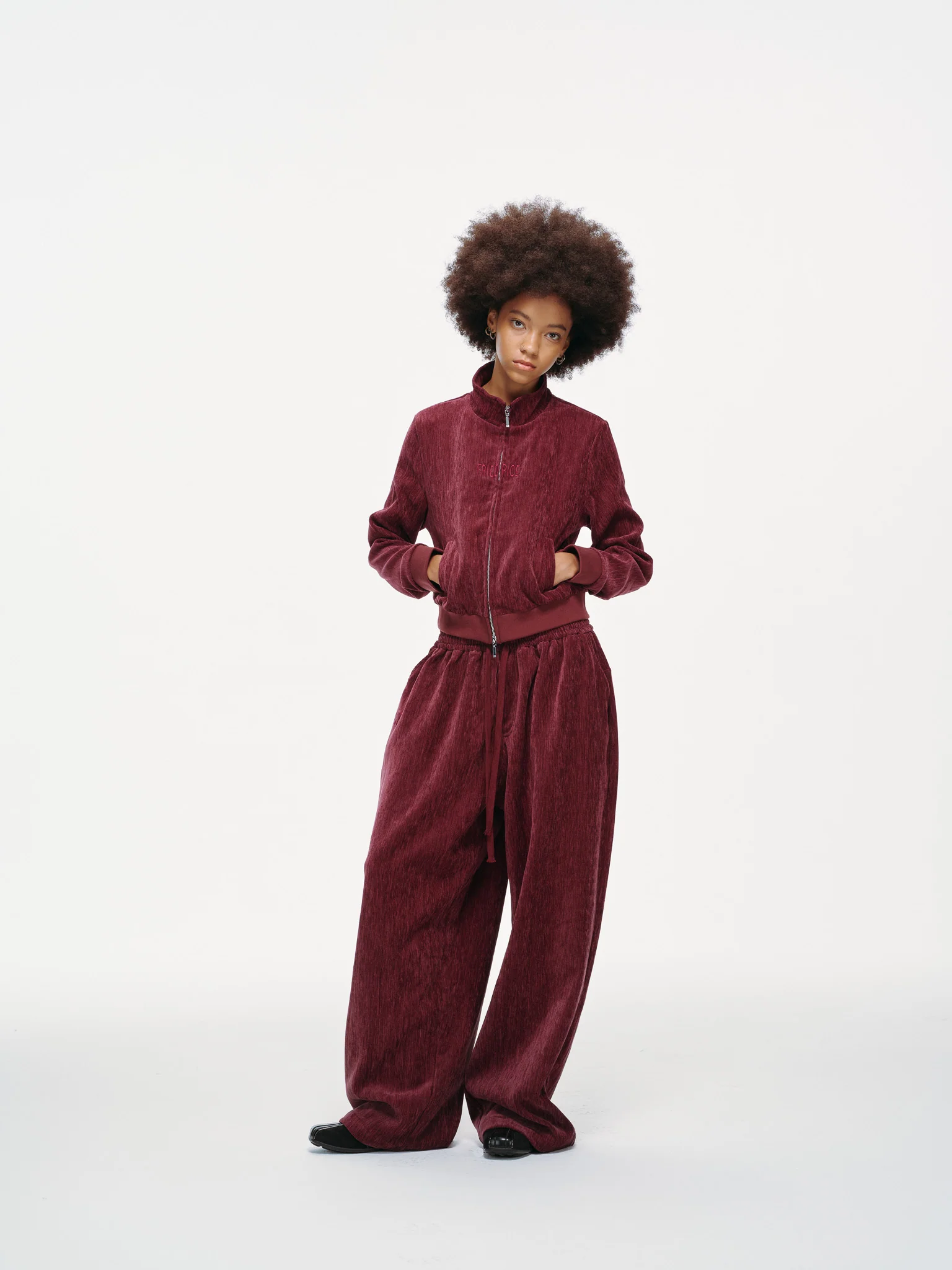 Velour Tracksuit Top – Deep Rouge - Image 3
