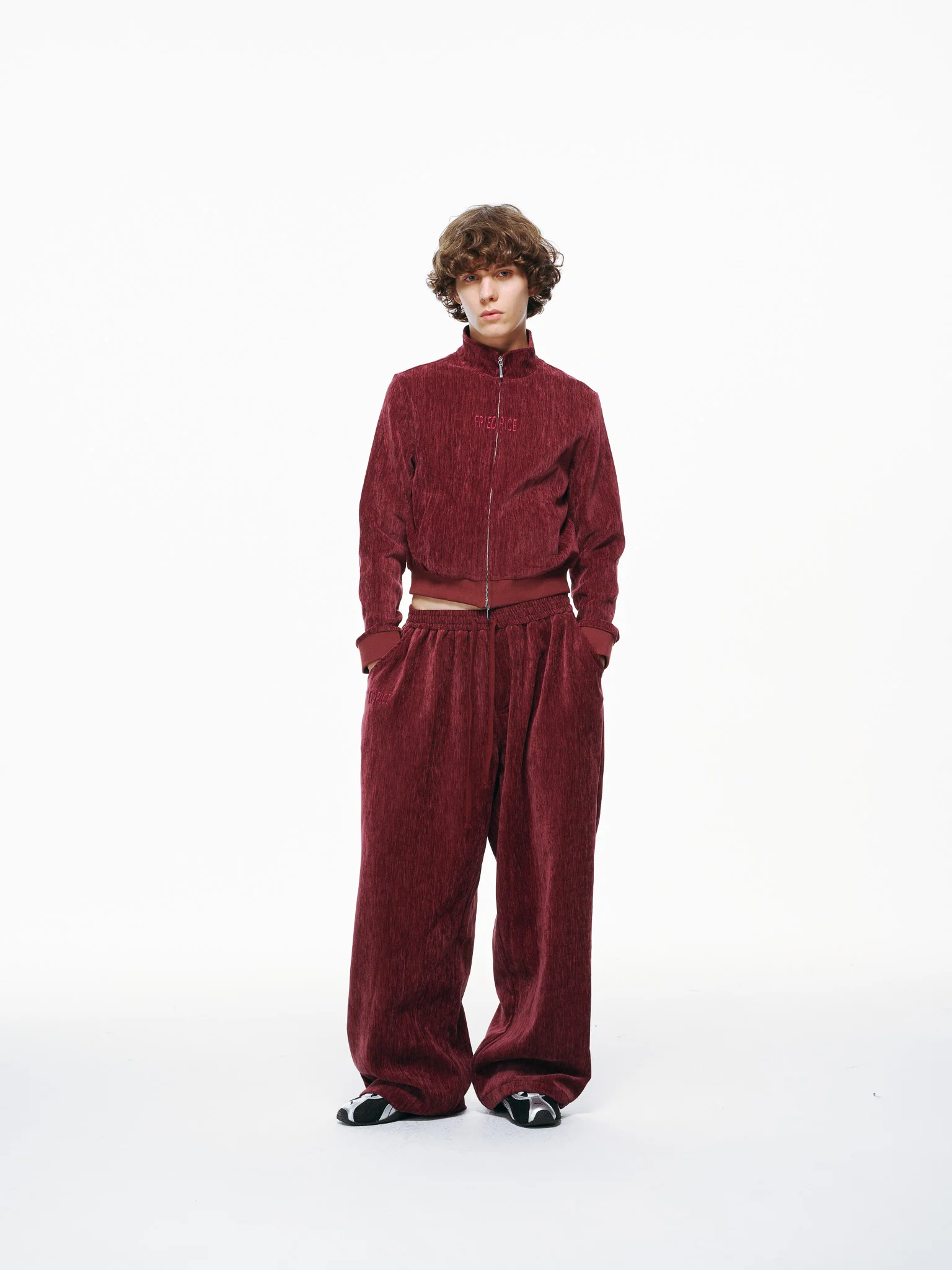 Velour Tracksuit Top – Deep Rouge - Image 4
