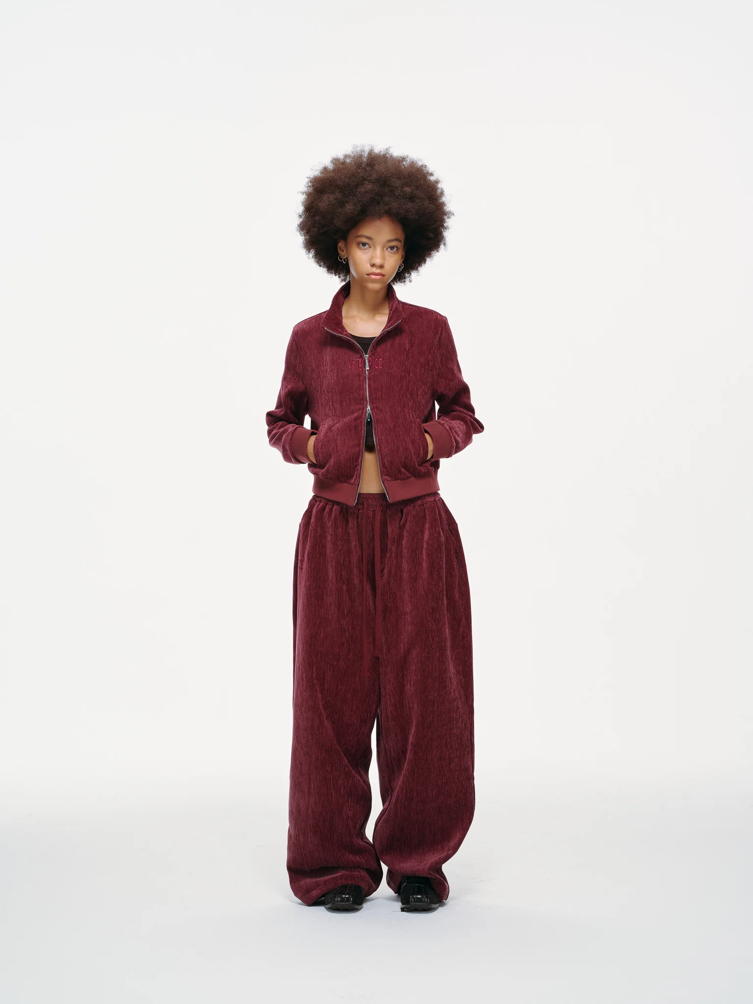 Velour Tracksuit Top – Deep Rouge - Image 6