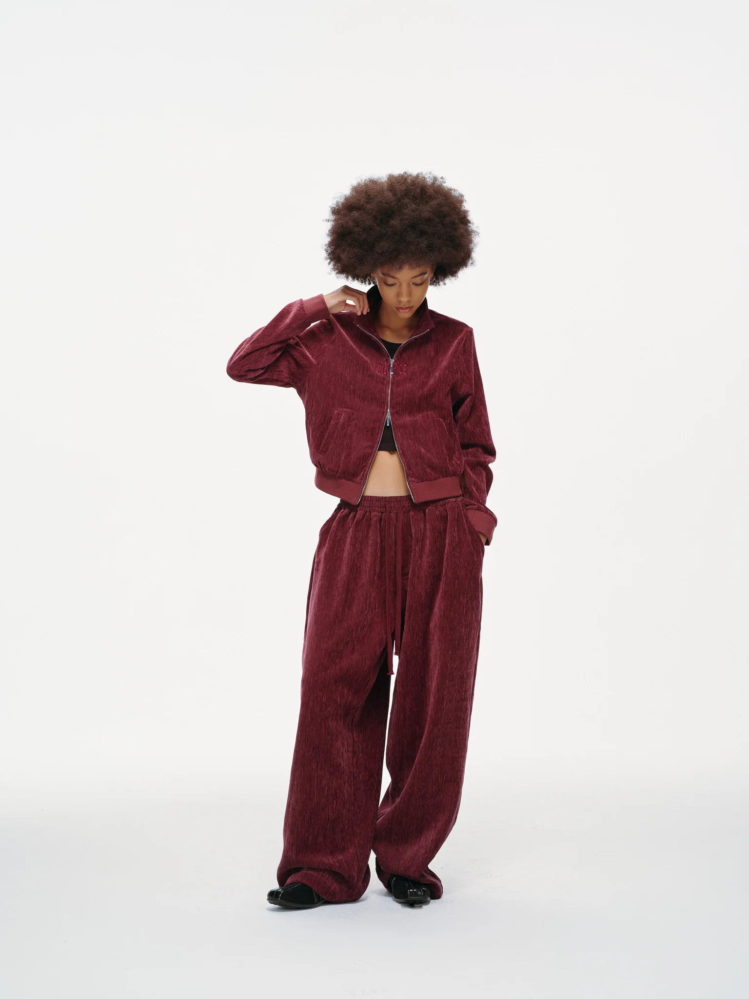Velour Tracksuit Top – Deep Rouge - Image 7