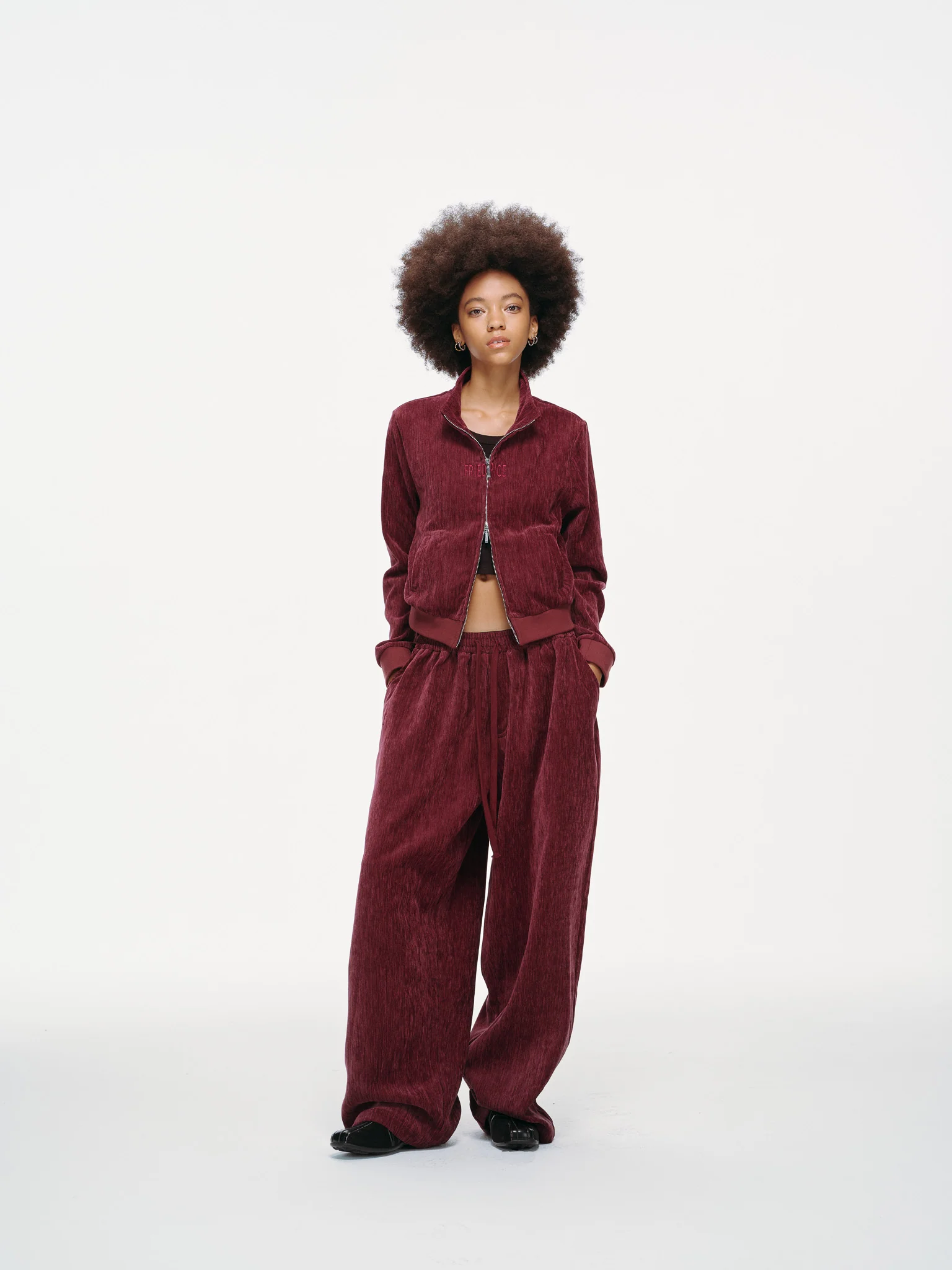 Velour Tracksuit Top – Deep Rouge - Image 8