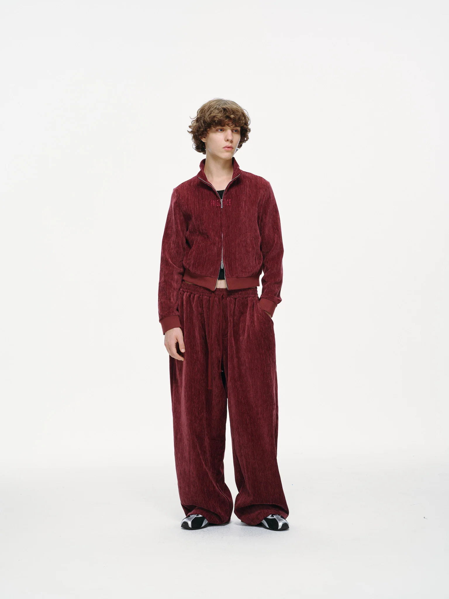 Velour Tracksuit Top – Deep Rouge - Image 9