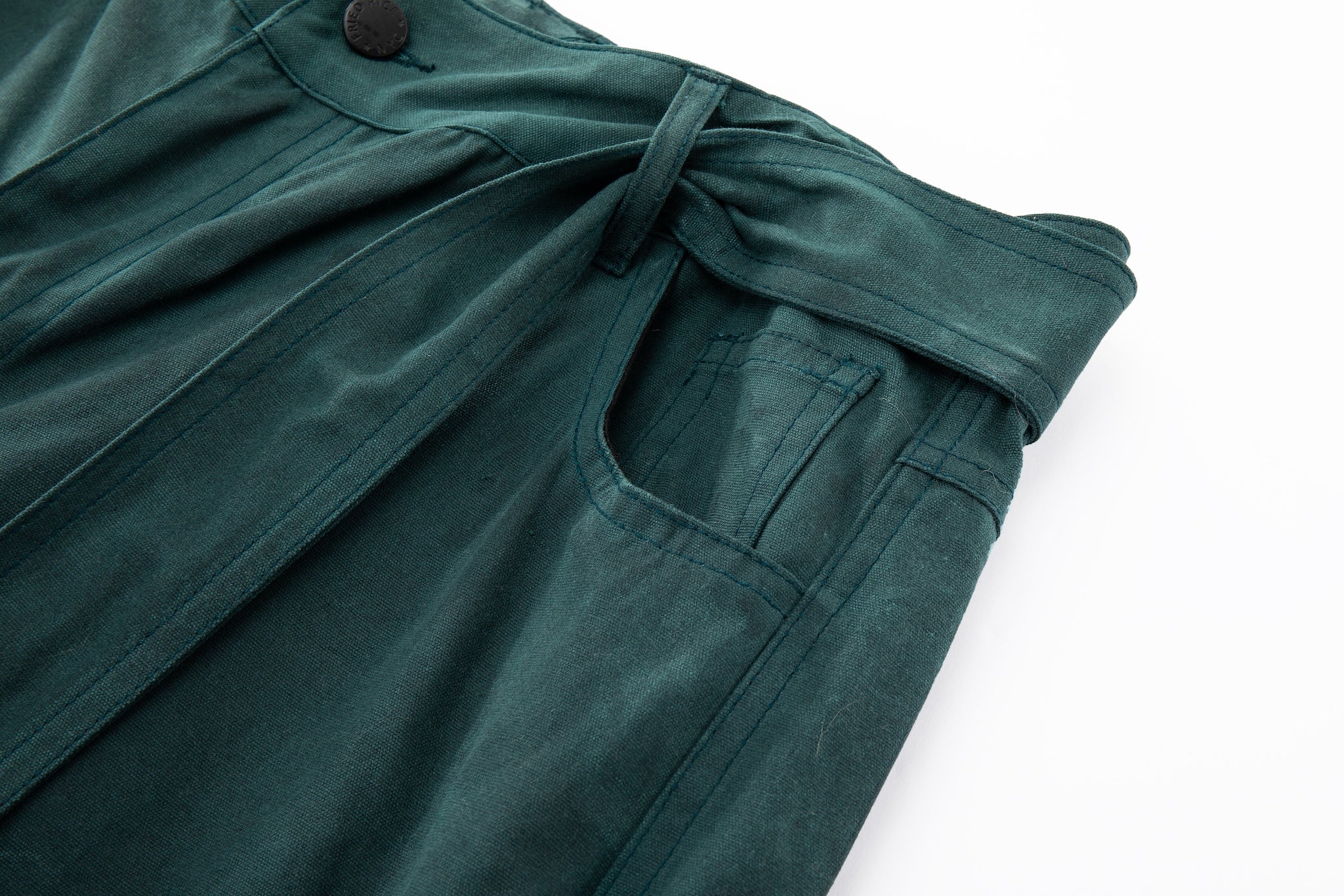 Waxed Wide Leg Pants - Jade Green, Light Wax - Image 17