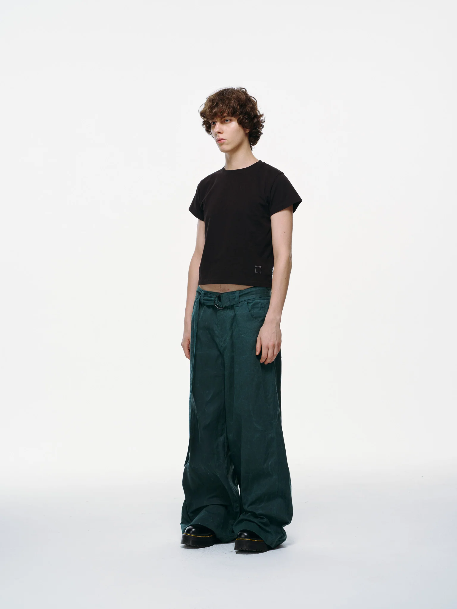 Waxed Wide Leg Pants - Jade Green, Light Wax - Image 5