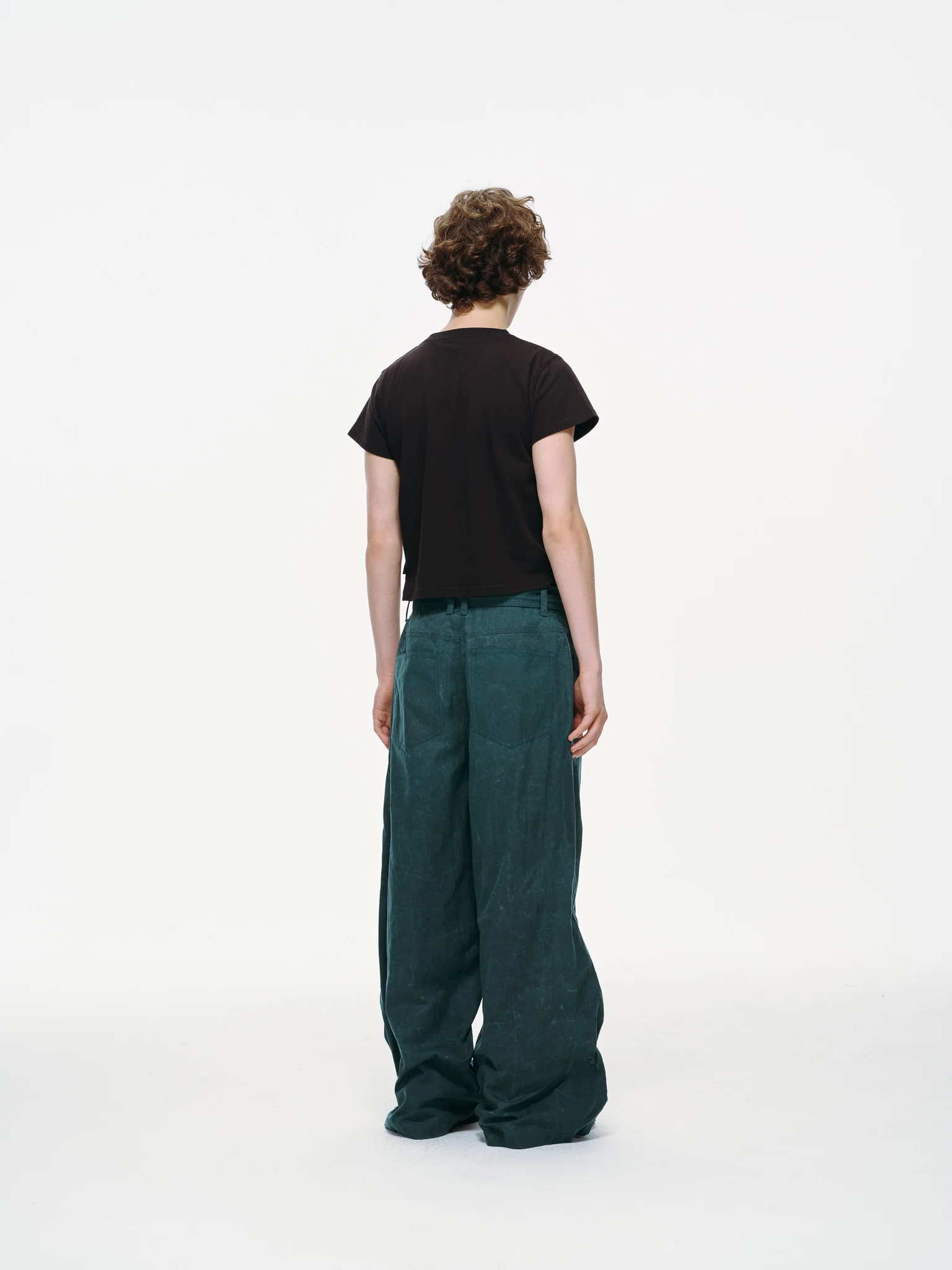 Waxed Wide Leg Pants - Jade Green, Light Wax - Image 6