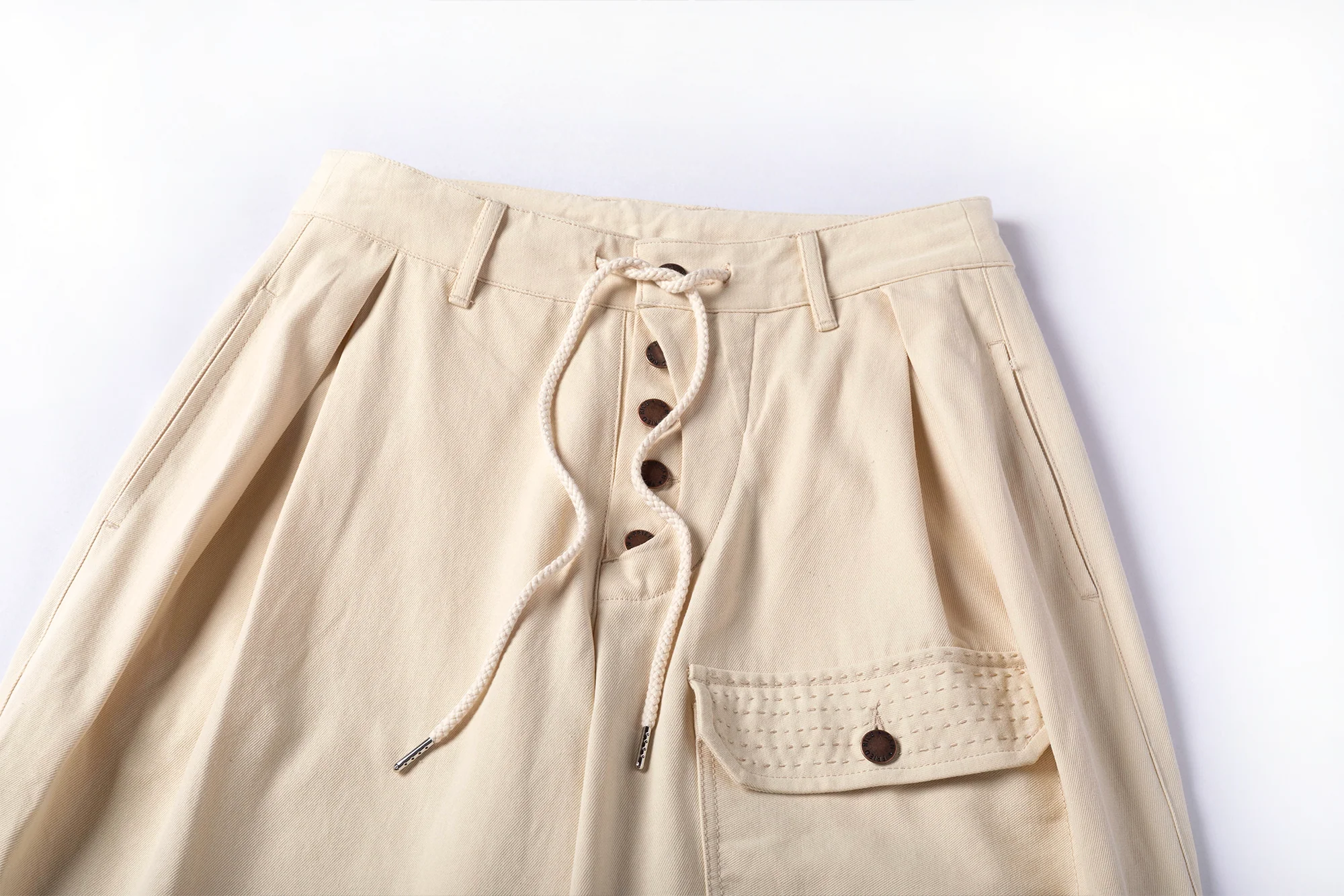 Sashiko Wide Leg Pants - Cream - Image 7