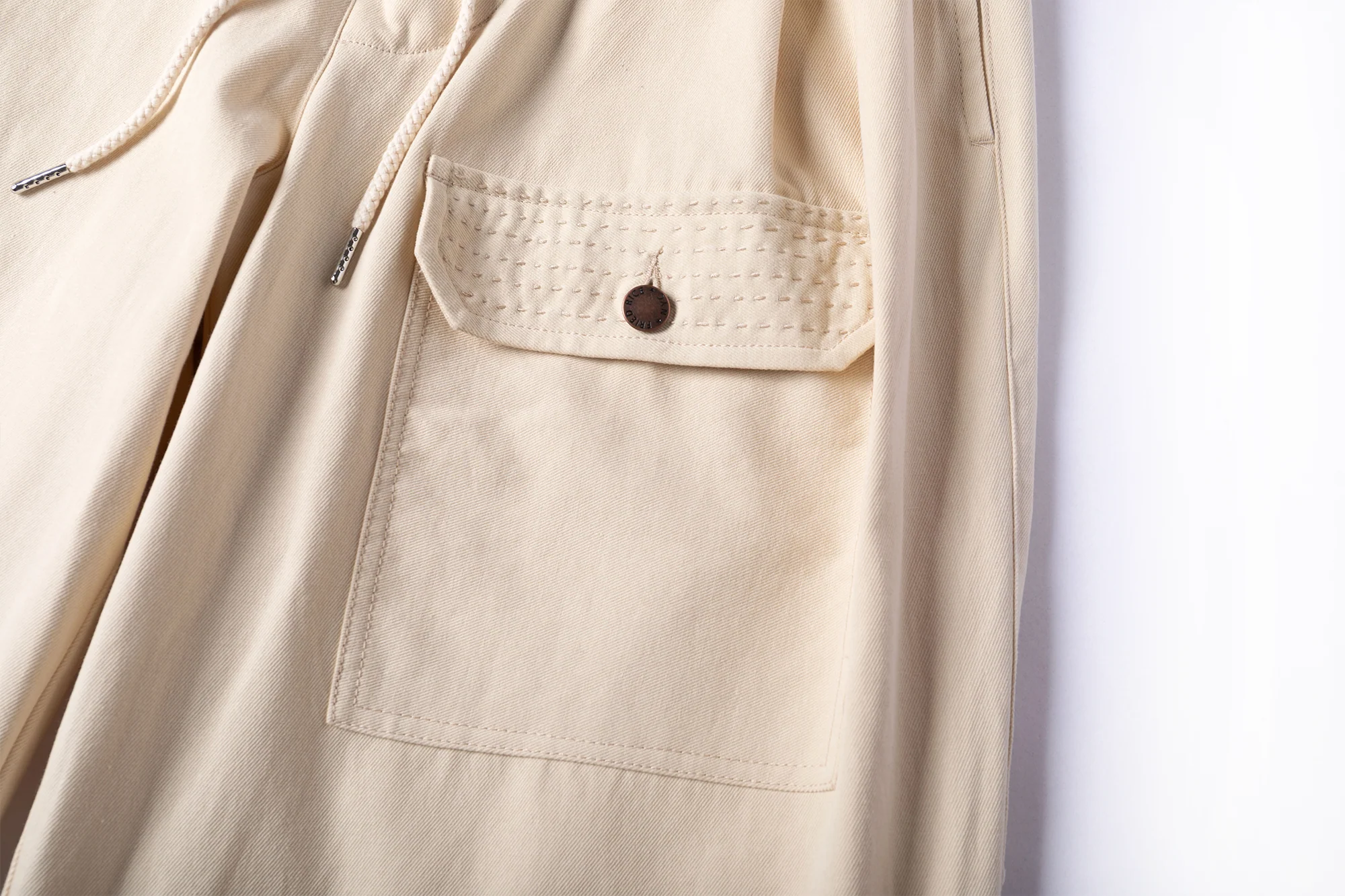 Sashiko Wide Leg Pants - Cream - Image 8
