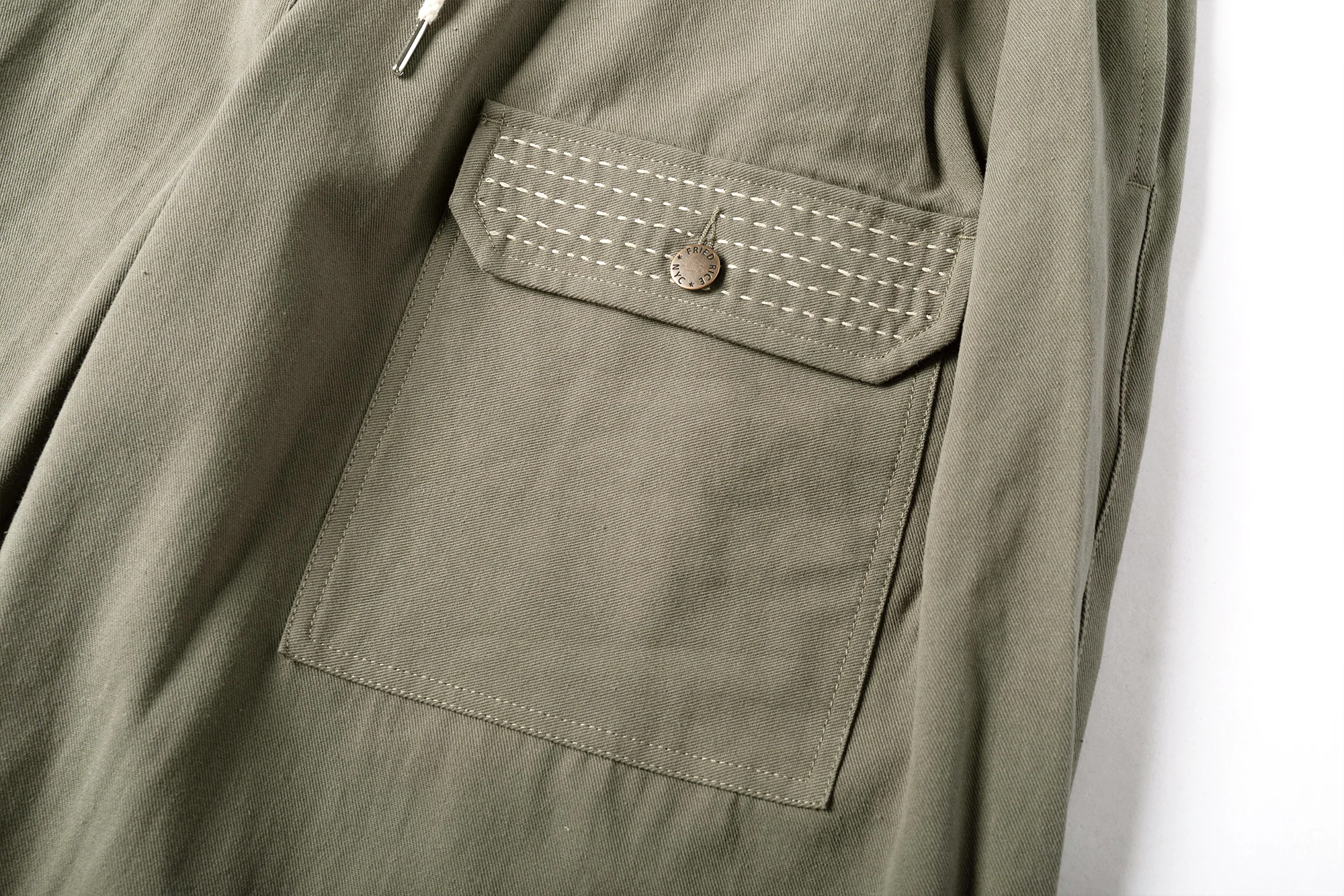 Sashiko Wide Leg Pants - Olive - Image 11