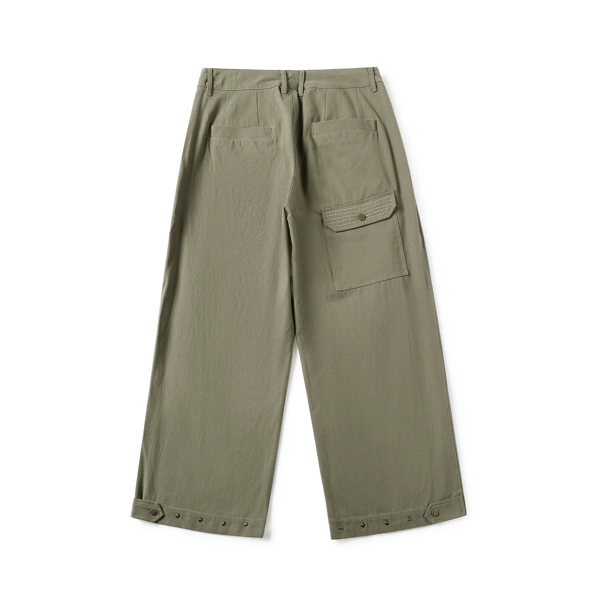 Sashiko Wide Leg Pants - Olive - Image 12