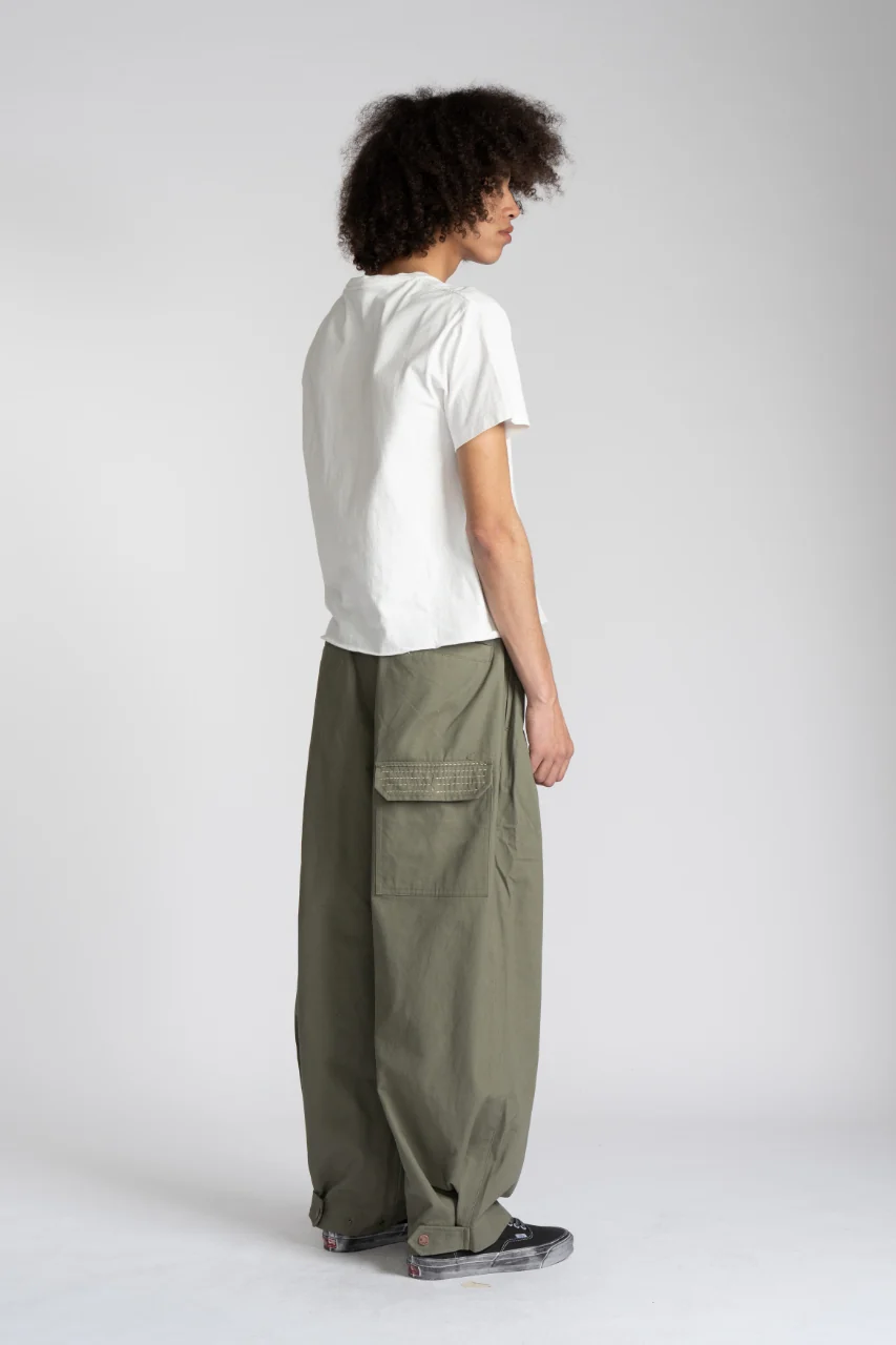 Sashiko Wide Leg Pants - Olive - Image 6