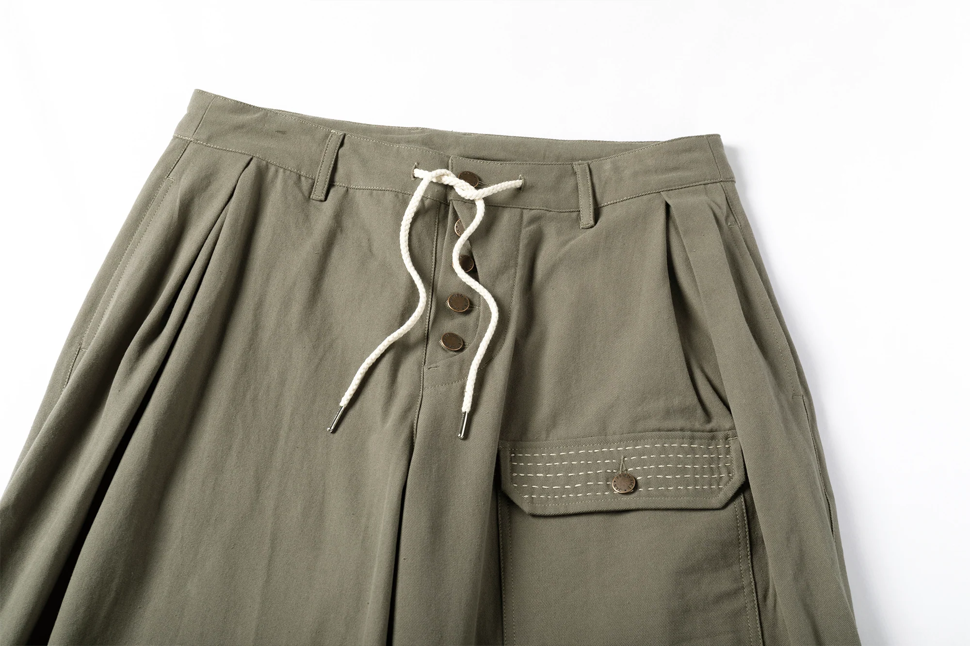 Sashiko Wide Leg Pants - Olive - Image 9