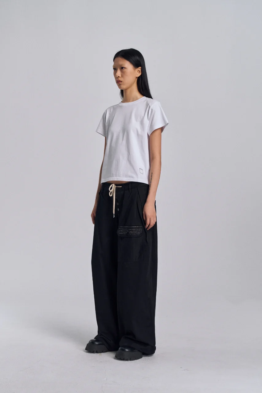 Sashiko Wide Leg Pants - Black - Image 10