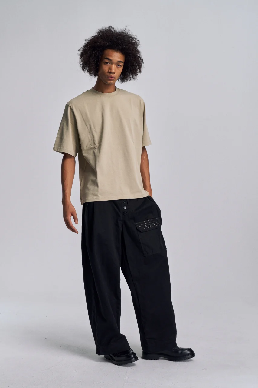 Sashiko Wide Leg Pants - Black - Image 12