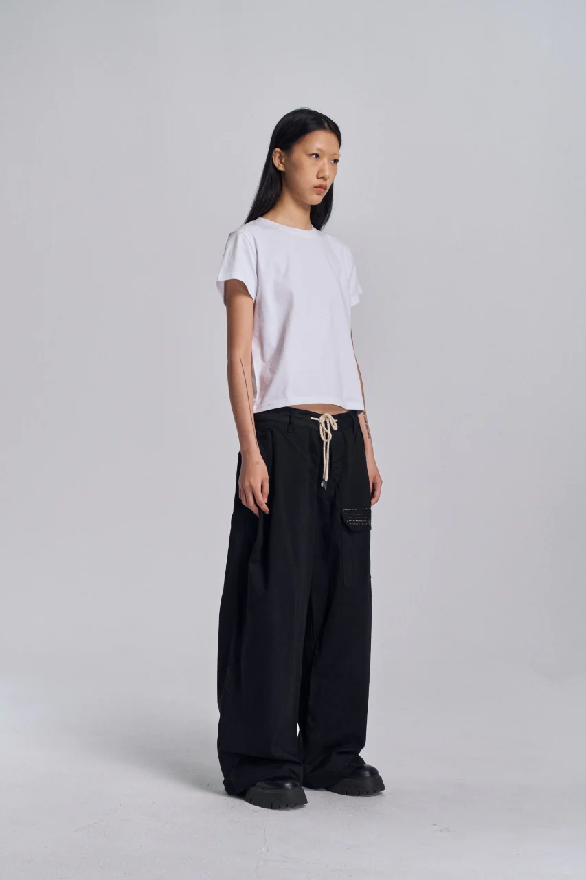 Sashiko Wide Leg Pants - Black - Image 13