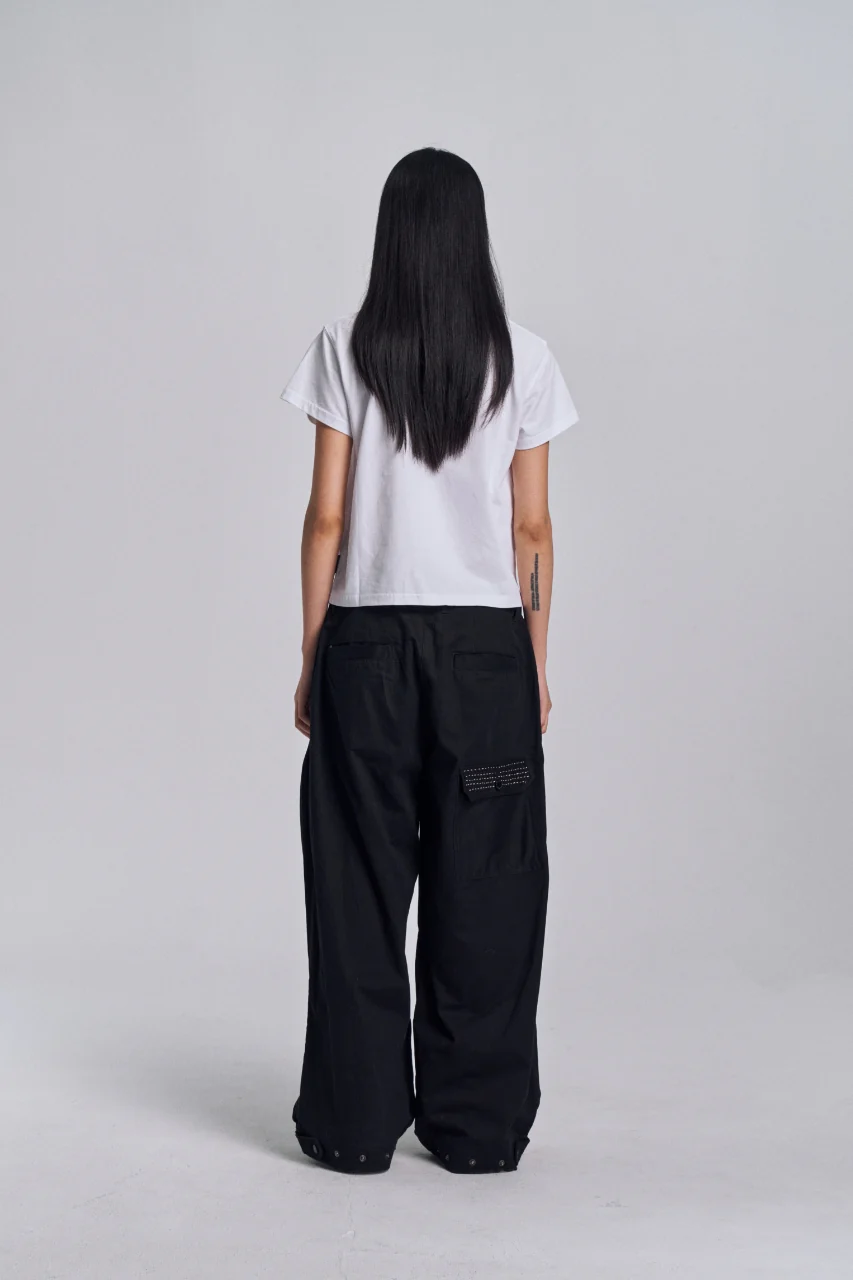 Sashiko Wide Leg Pants - Black - Image 14