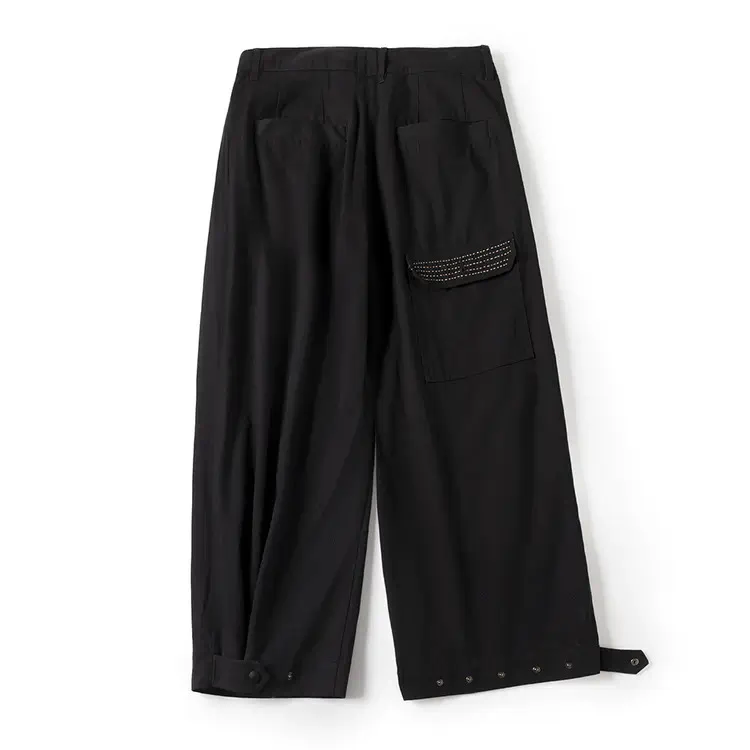 Sashiko Wide Leg Pants - Black - Image 3