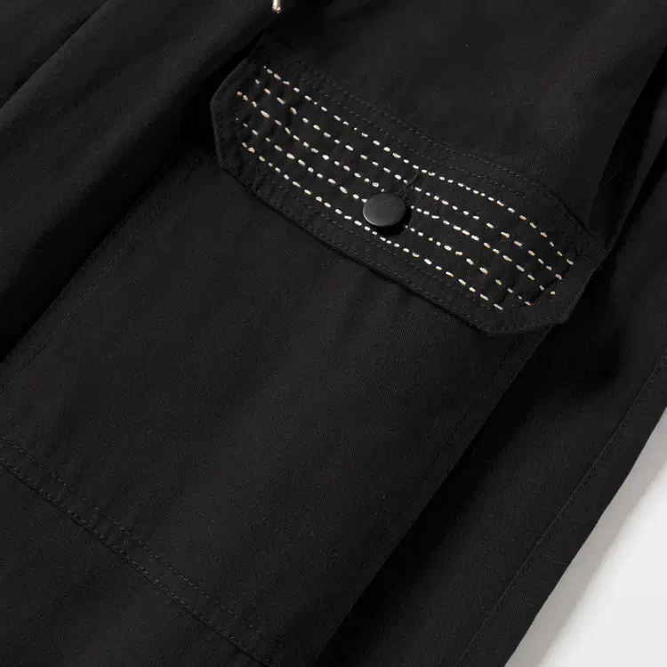 Sashiko Wide Leg Pants - Black - Image 7