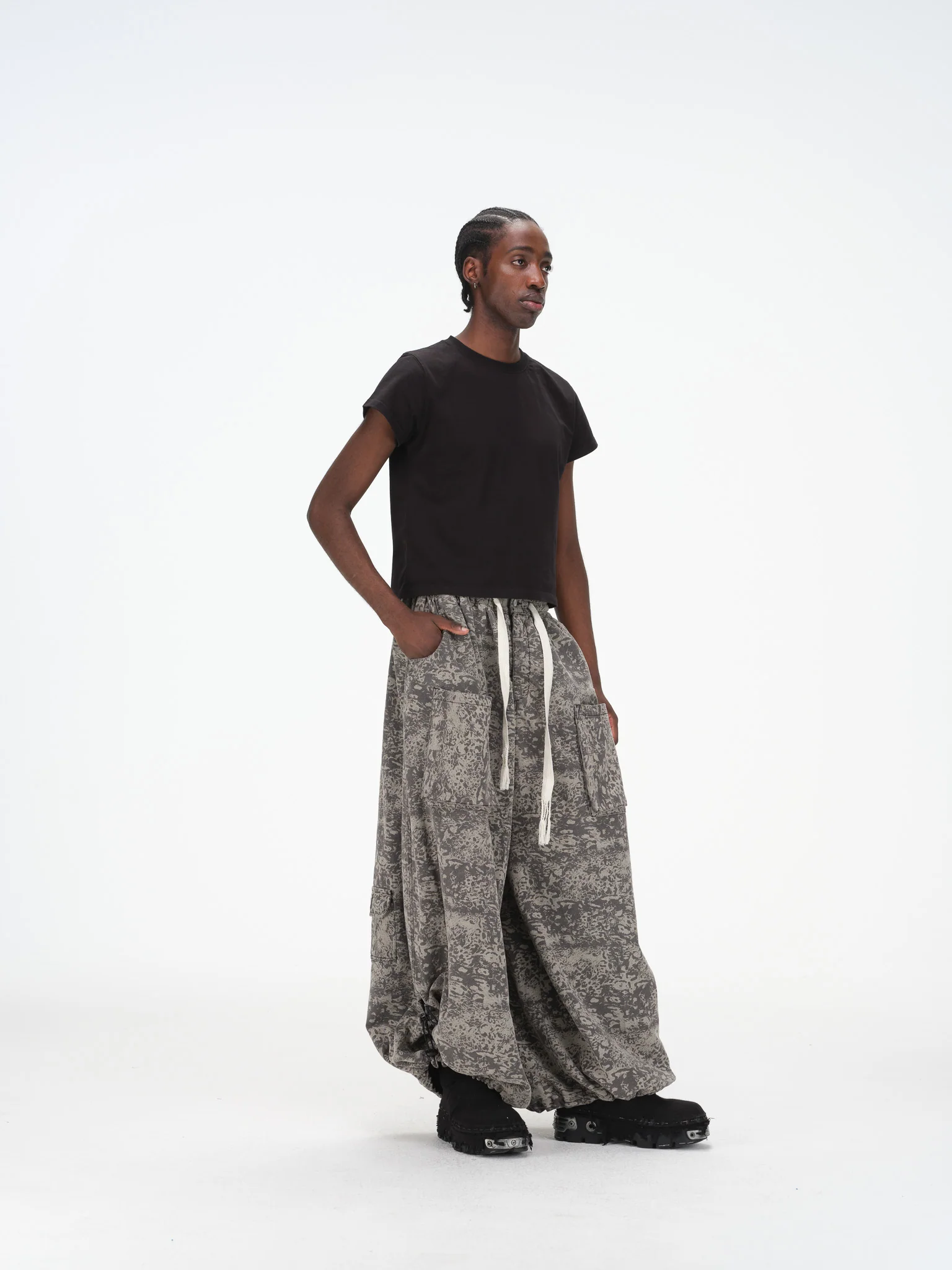 Wide Leg Yemi Pants - Stone Grey Abstract - Image 11