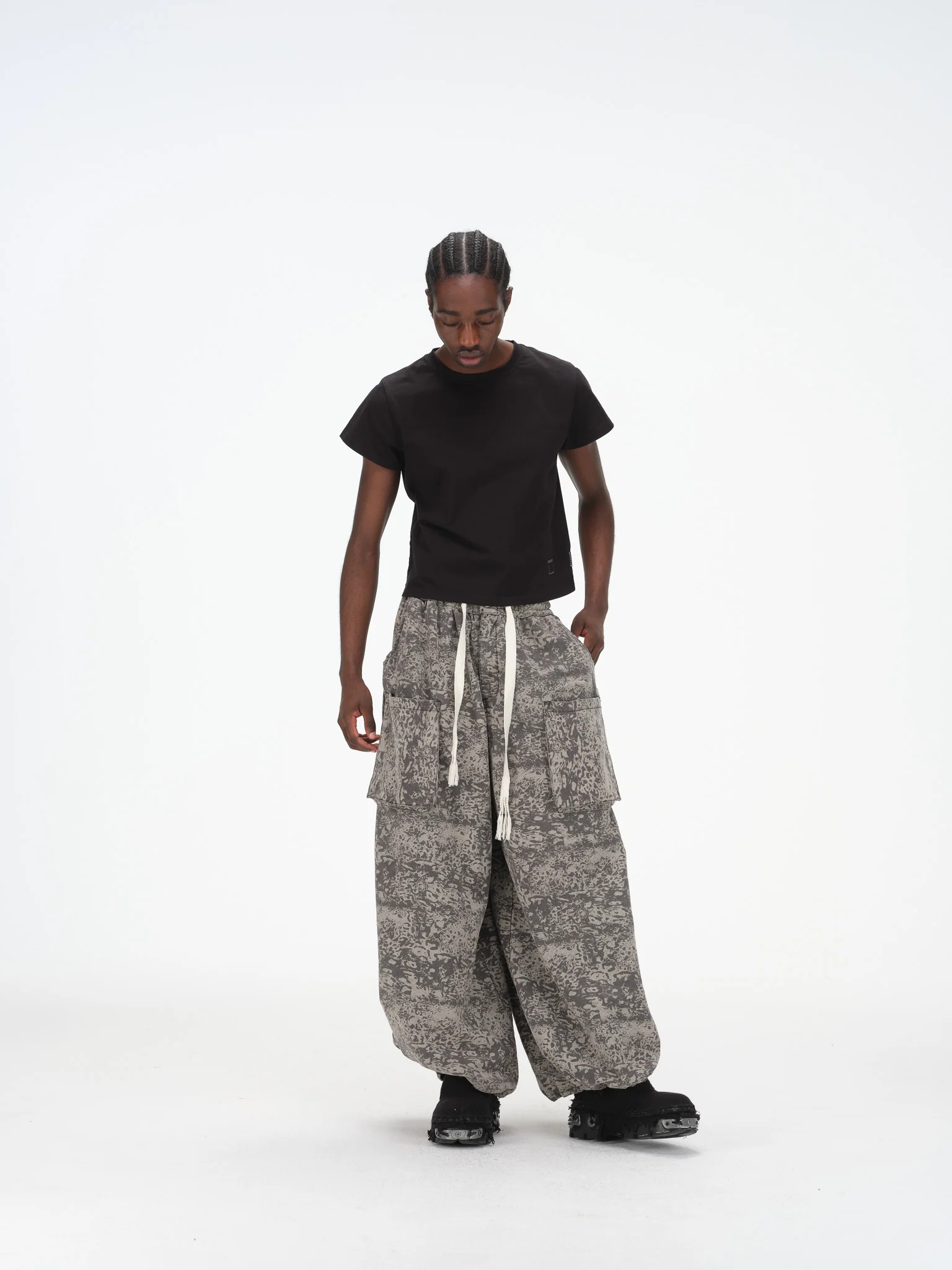 Wide Leg Yemi Pants - Stone Grey Abstract - Image 12