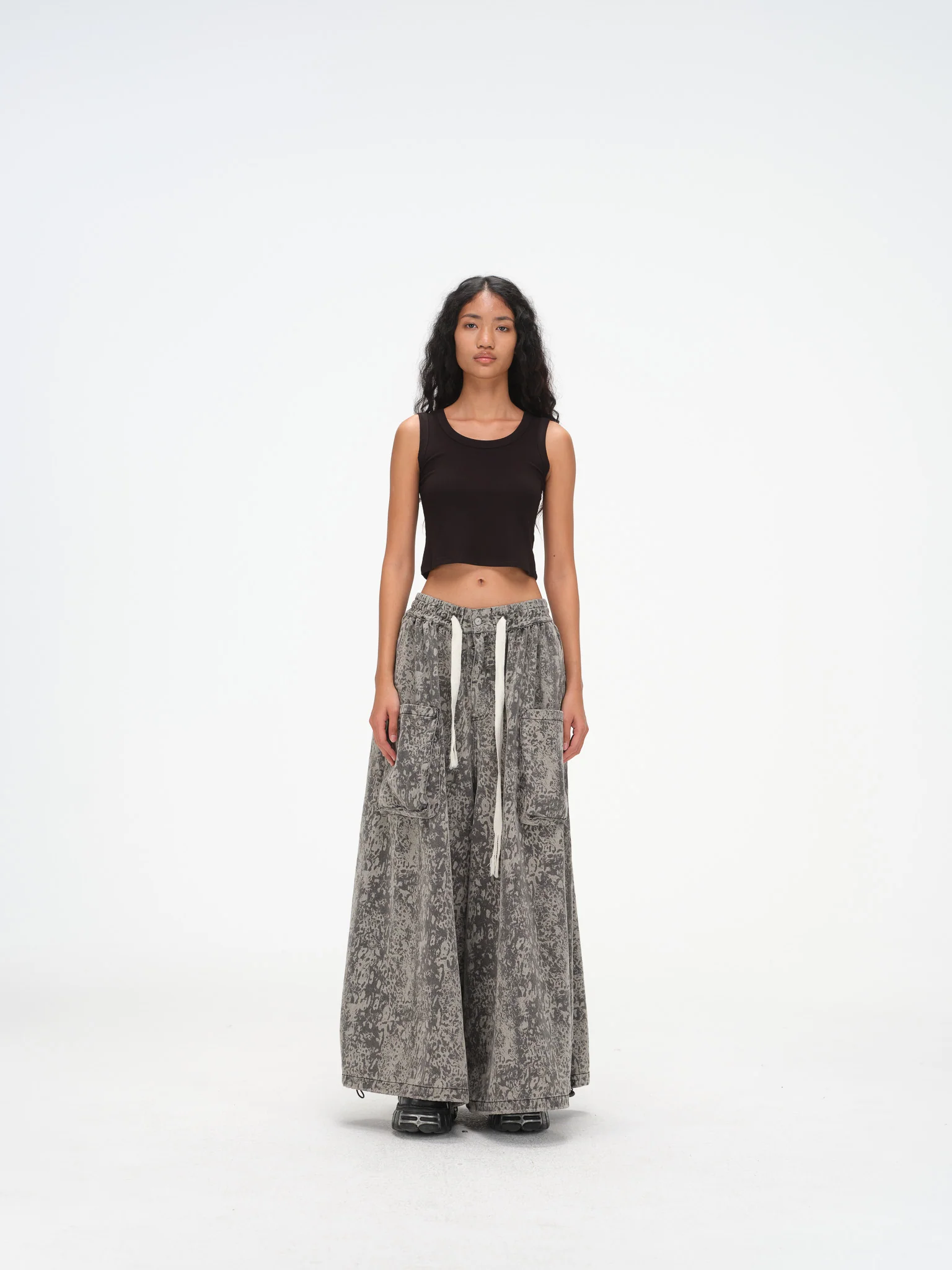 Wide Leg Yemi Pants - Stone Grey Abstract - Image 3