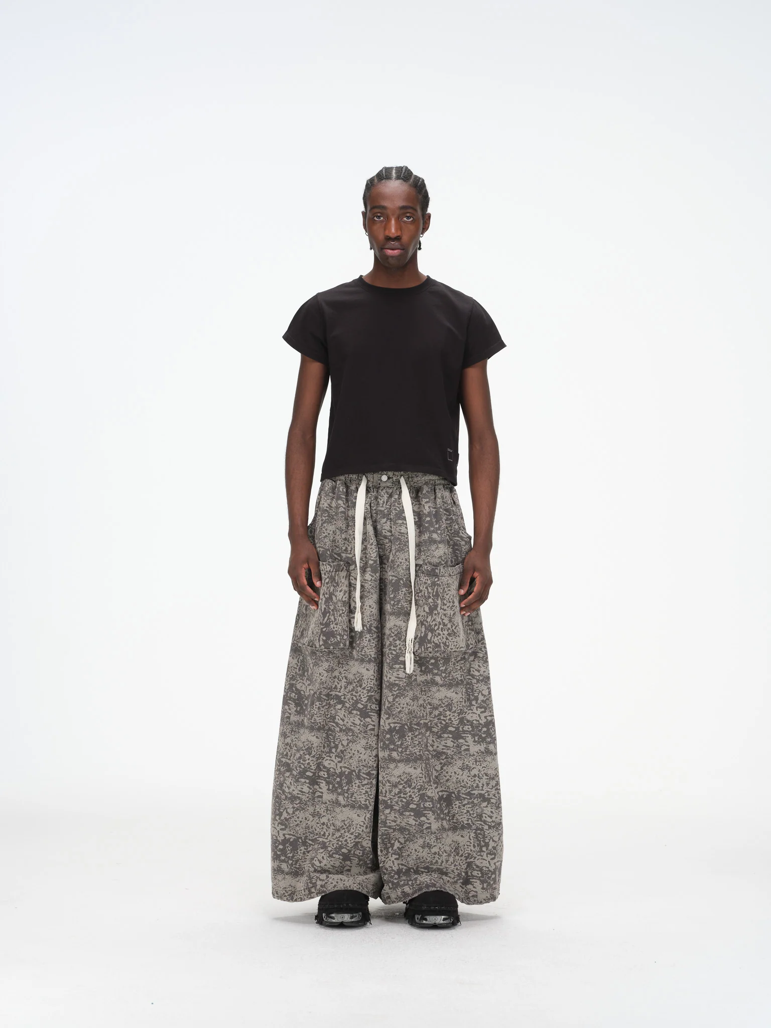 Wide Leg Yemi Pants - Stone Grey Abstract - Image 4