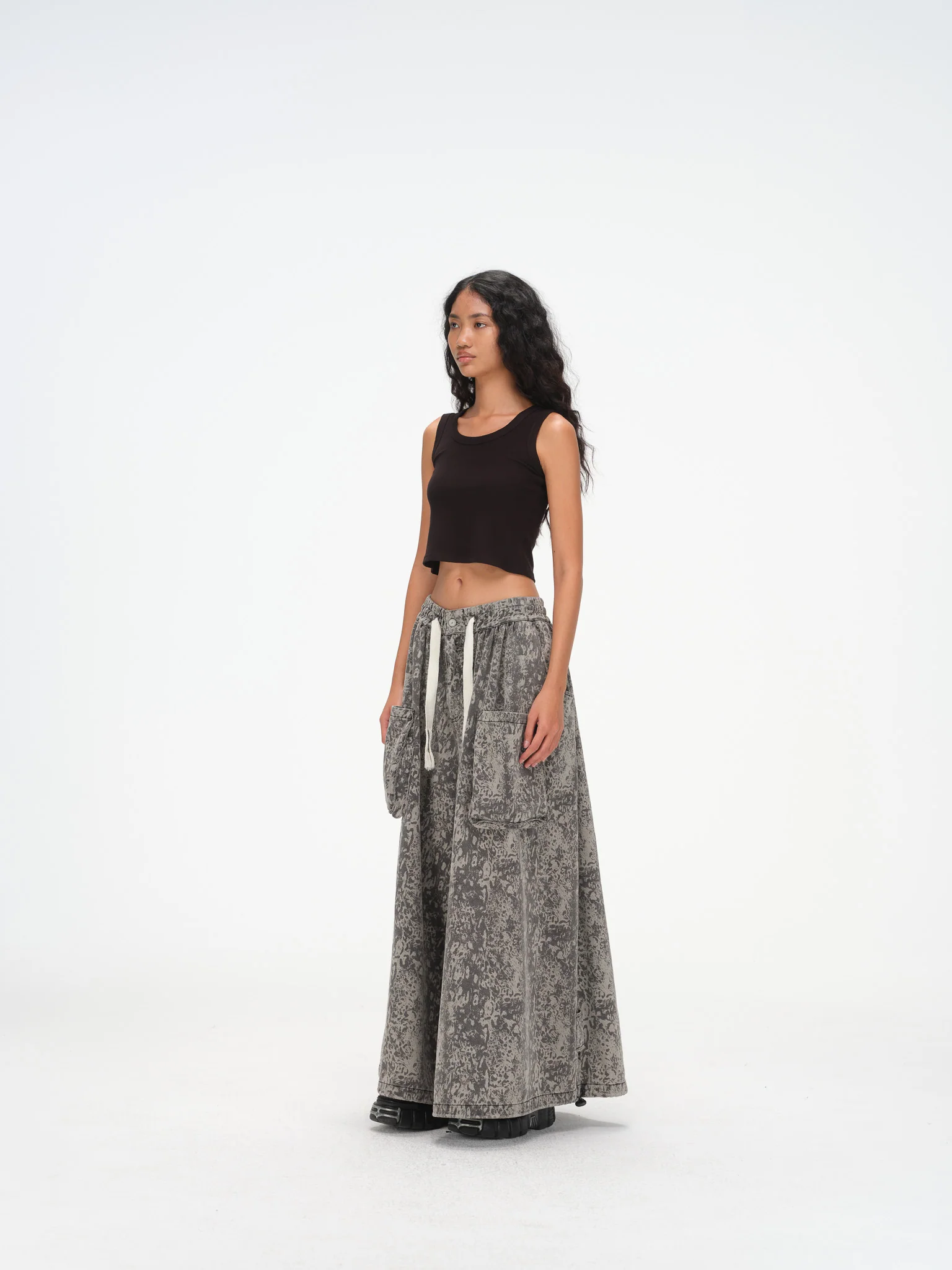 Wide Leg Yemi Pants - Stone Grey Abstract - Image 5