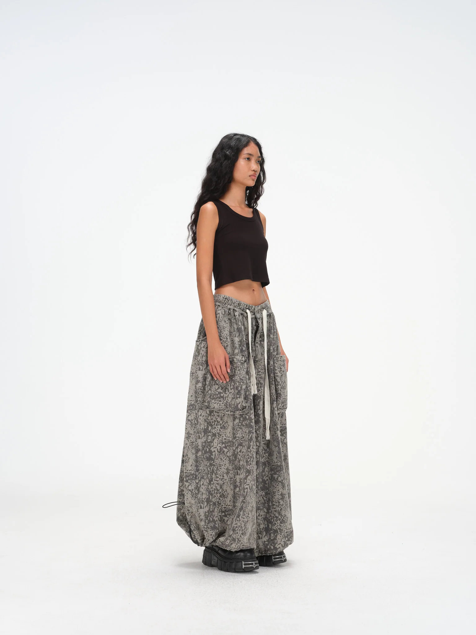 Wide Leg Yemi Pants - Stone Grey Abstract - Image 7