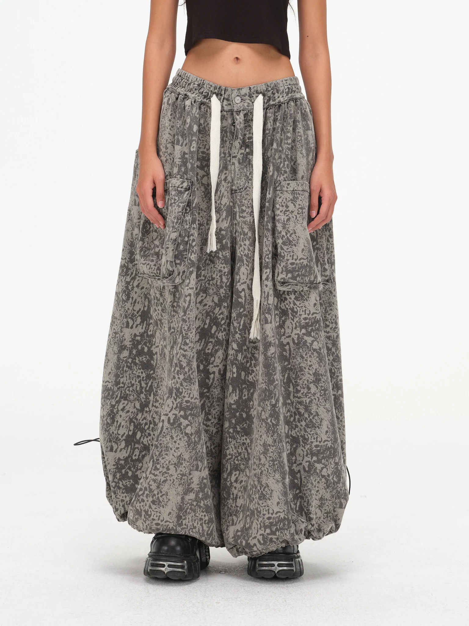 Wide Leg Yemi Pants - Stone Grey Abstract - Image 8