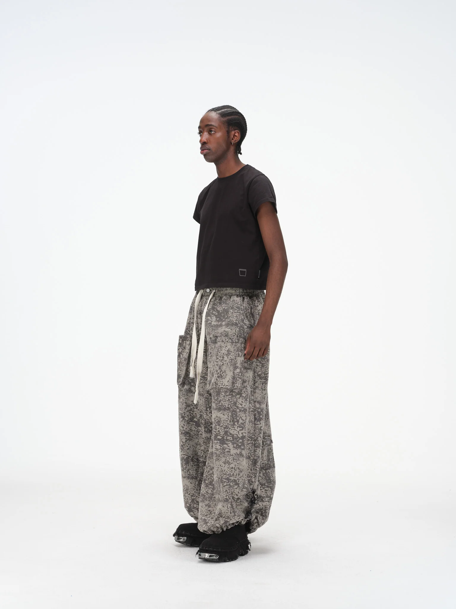Wide Leg Yemi Pants - Stone Grey Abstract - Image 9